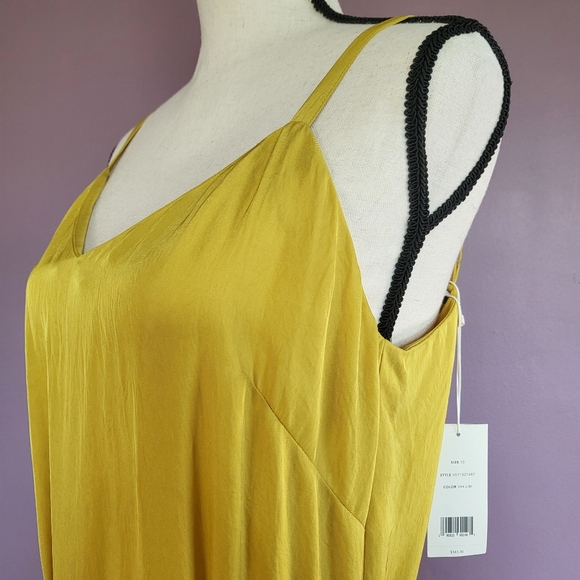 NWT Vince Golden Yellow V-Neck Cami Cropped Wide Leg Silky Jumpsuit - Picture 6 of 16